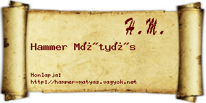 Hammer Mátyás névjegykártya
